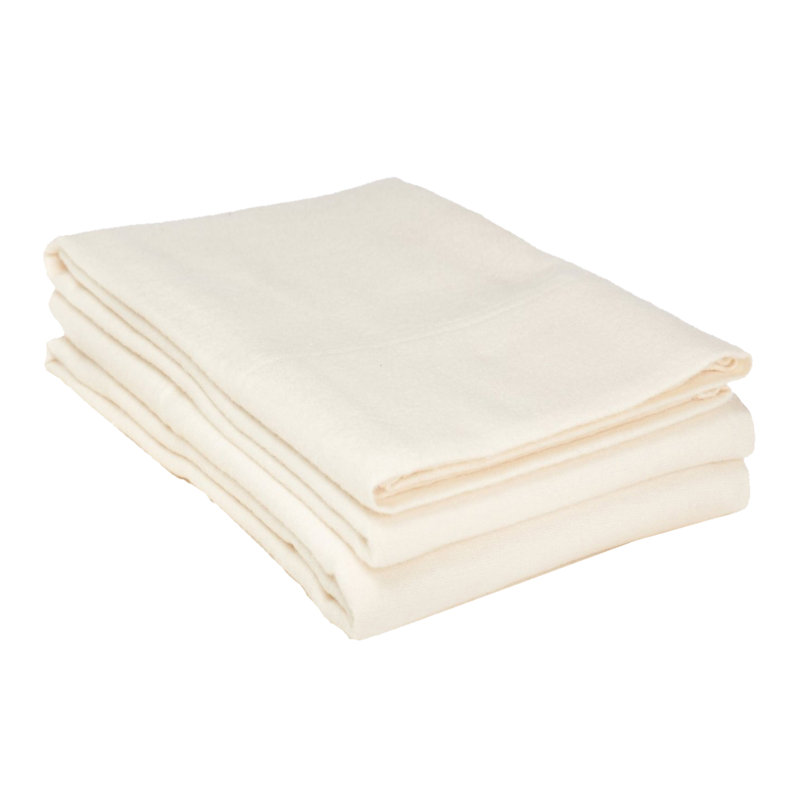 All-Season Breathable 100% Cotton Flannel Pillowcase Set, Ivory, Standard
