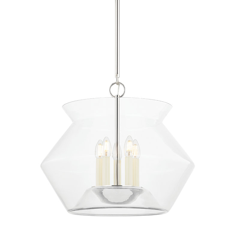 Lanterne 5 lumières Edmonton, H 18,5 po x l 20,75 po x P 20,75 po, Nickel poli