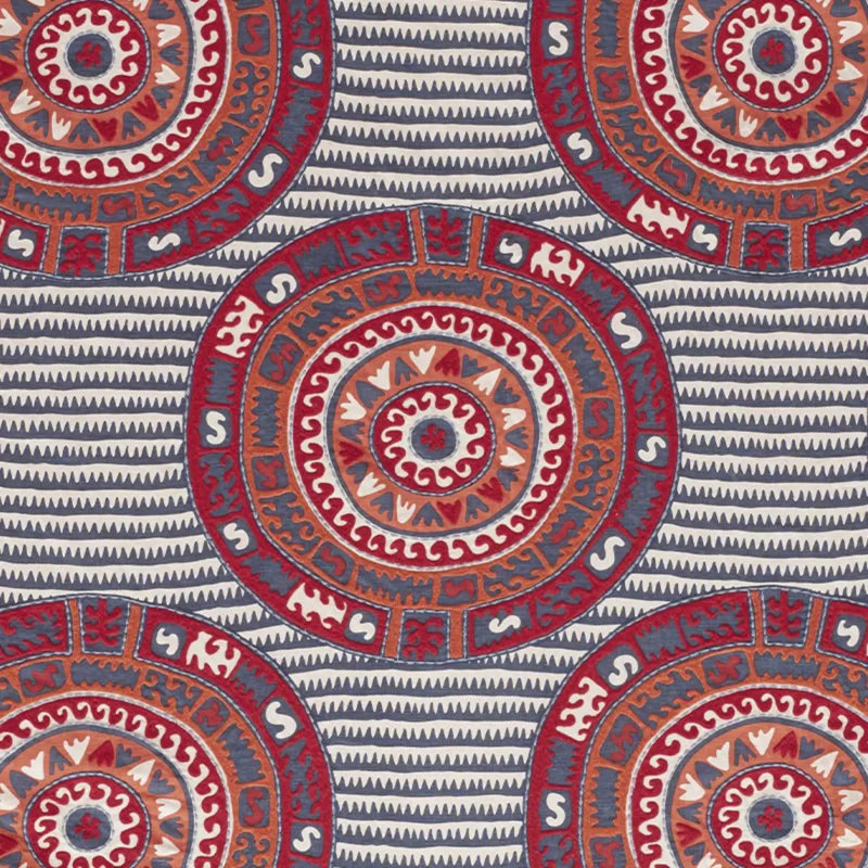 Tissu corfou, Marine / multicolore