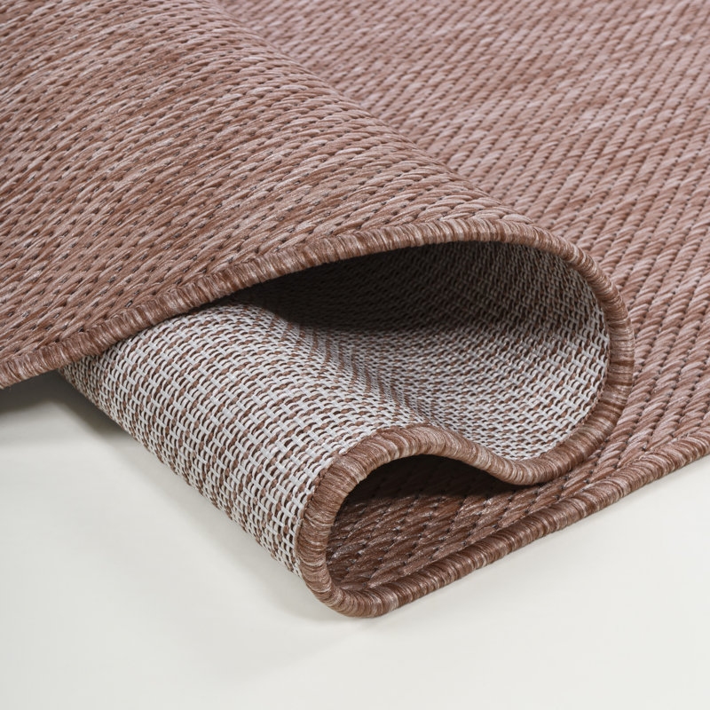 Malpass Modern Rustic Organic Curve Light Rose Indoor/Outdoor Rug, Novelty 4' x 6'