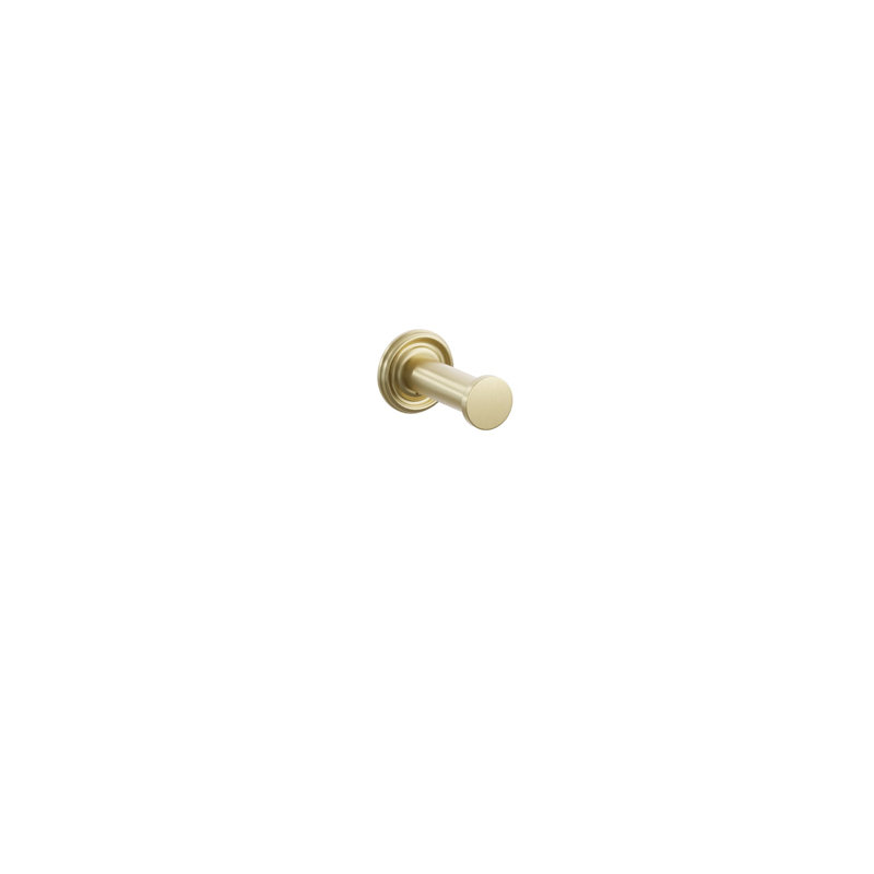 Modern Tubular Brass Single Robe Hook, Satin Brass