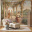 Papier peint paysage méditerranéen, Fresque classique, voûtes et colonnes en pierre-765856813-765856810
