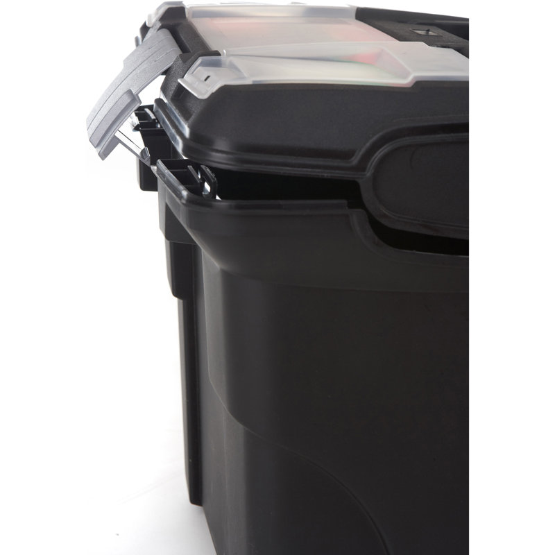 Black Telescoping Handle File Cart with Organizer Lid