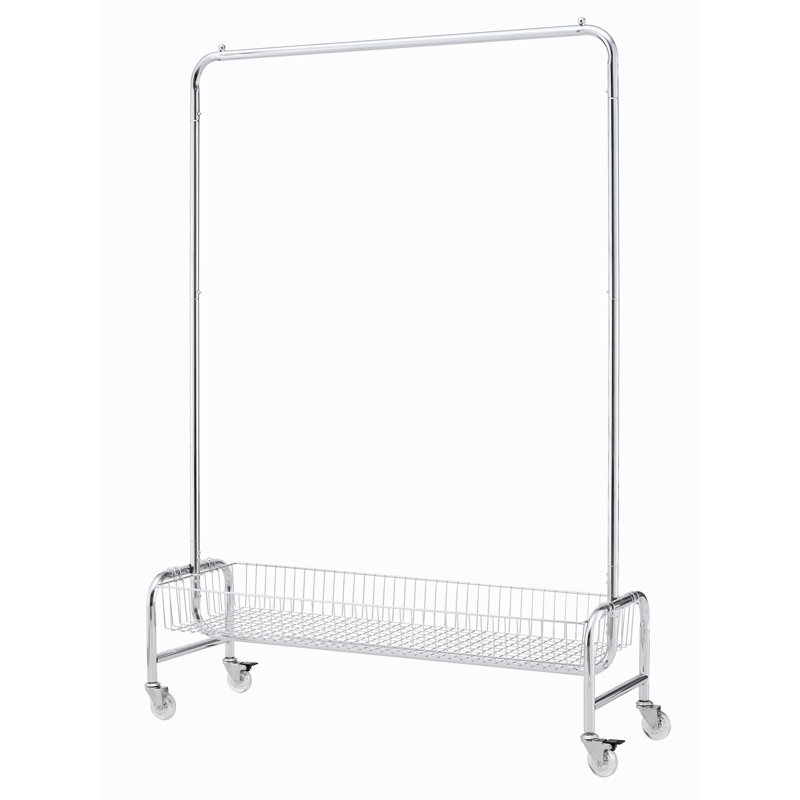 Portant à vêtements avec panier sur roulettes Portant à vêtements pour suspendre les vêtements Portant à vêtements robuste, 2 pièces dans un carton
