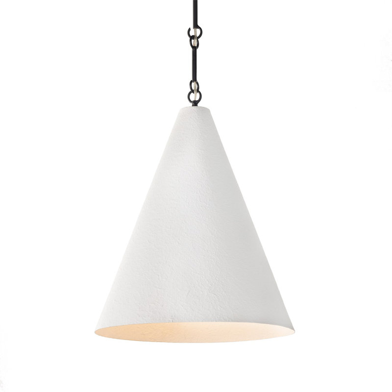 Grazia 1 - Light Pendant, Matte White Plaster/Antiqued Iron
