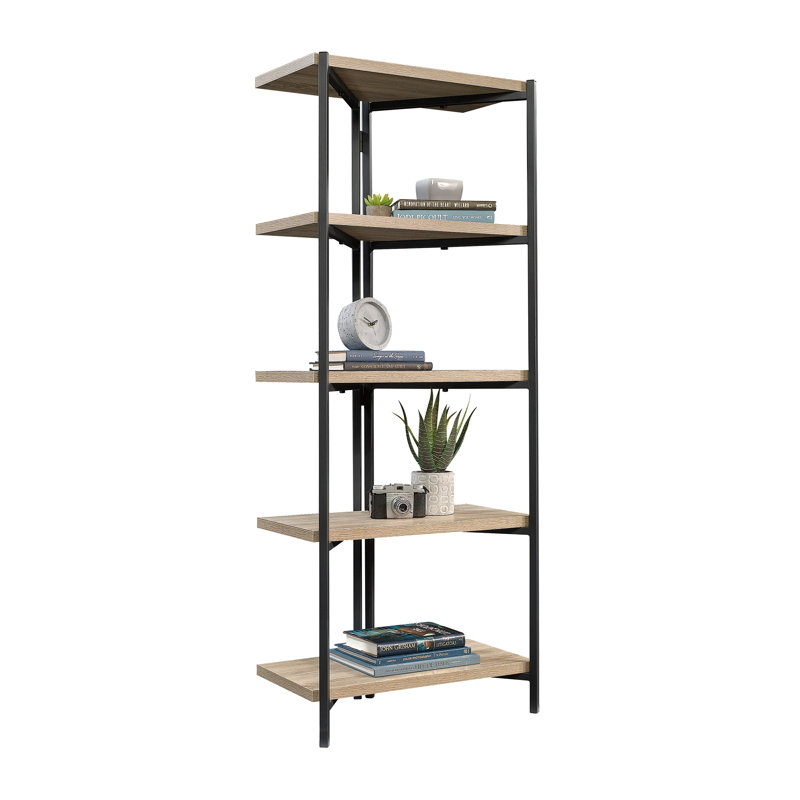 Bibliothèque en bois avec tablettes épaisses, brun
