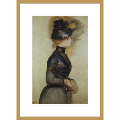 Jeune femme en allant au conservatoire Pierre-Auguste Renoir, impression giclée encadrée