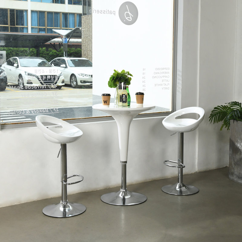 Vinnie Swivel Adjustable Height Counter Stool with Metal Frame, White