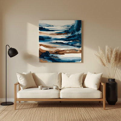 Aquarelle paysage 35, art mural en métal brun