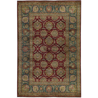 Tapis rouge et beige noué à la main de haute qualité