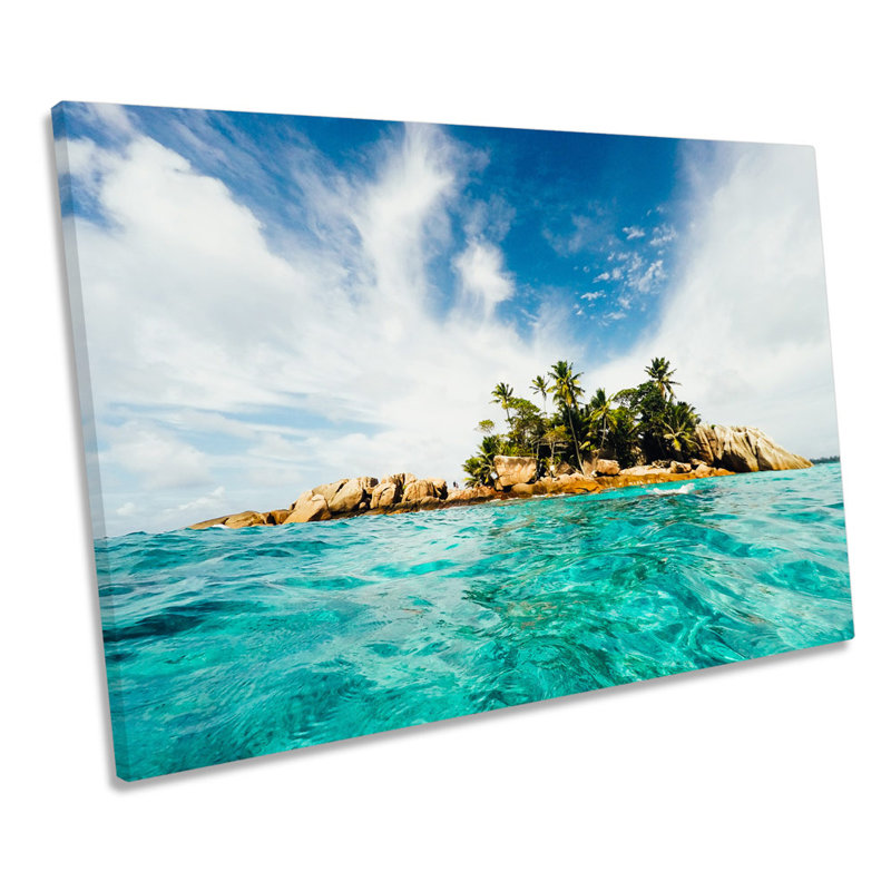 Desert Island Beach Seascape - Wrapped Canvas Print, 30.5cm H x 45.7cm W x 2cm D