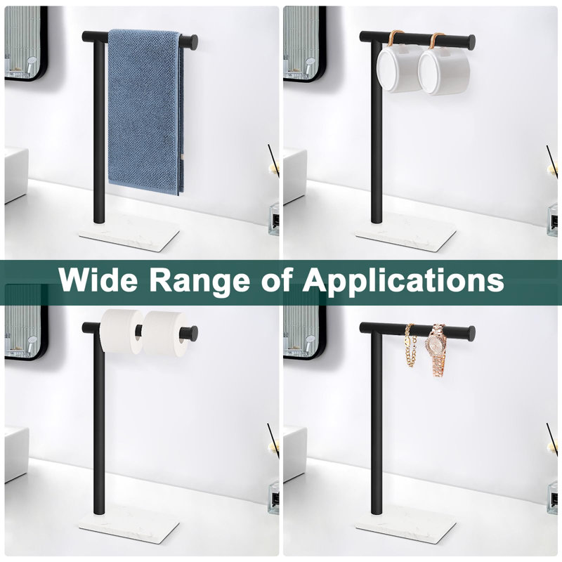 Porte-serviettes à main, support à serviettes pour salle de bain avec base en marbre, Matte Black