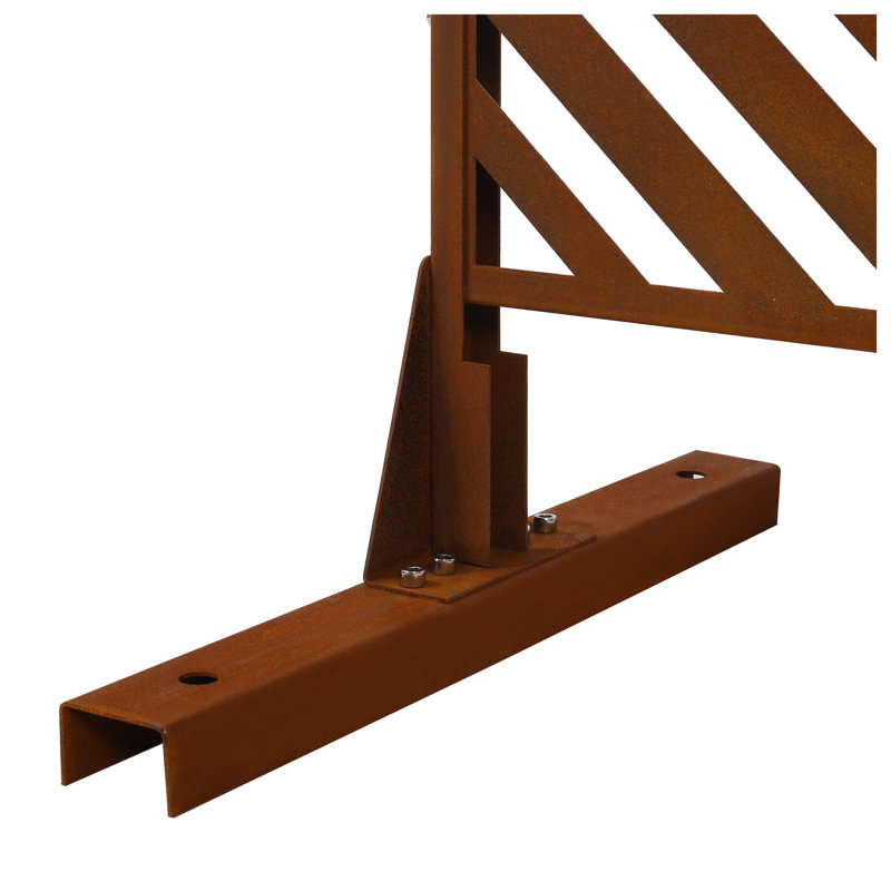 Panneau d'intimité extérieur et intérieur en acier 76 po H x 48 po rouge rouille, Brown/Red