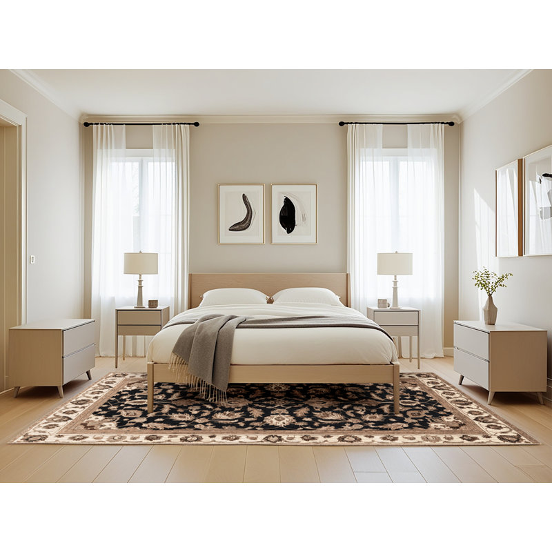 Tapis beige lavable à la machine, Rectangle 5 pi x 8 pi