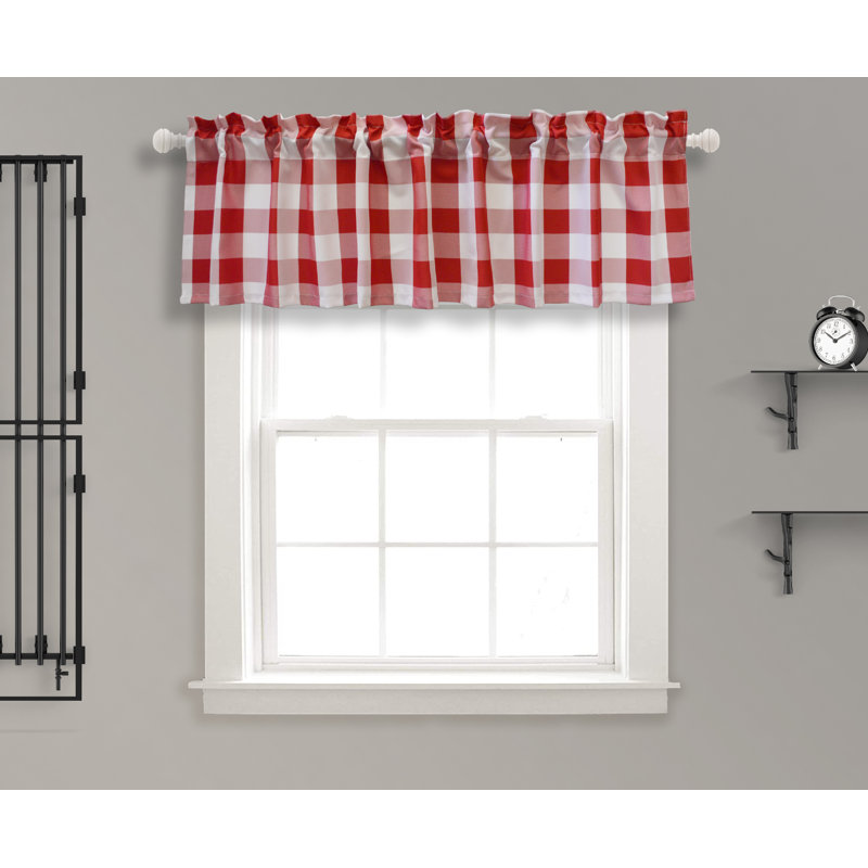 Leonelo Checkered Tailored Window Valance, Red/White