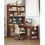 Bureau en L en bois massif avec bibliothèque intégrée, style minimaliste?-115789407