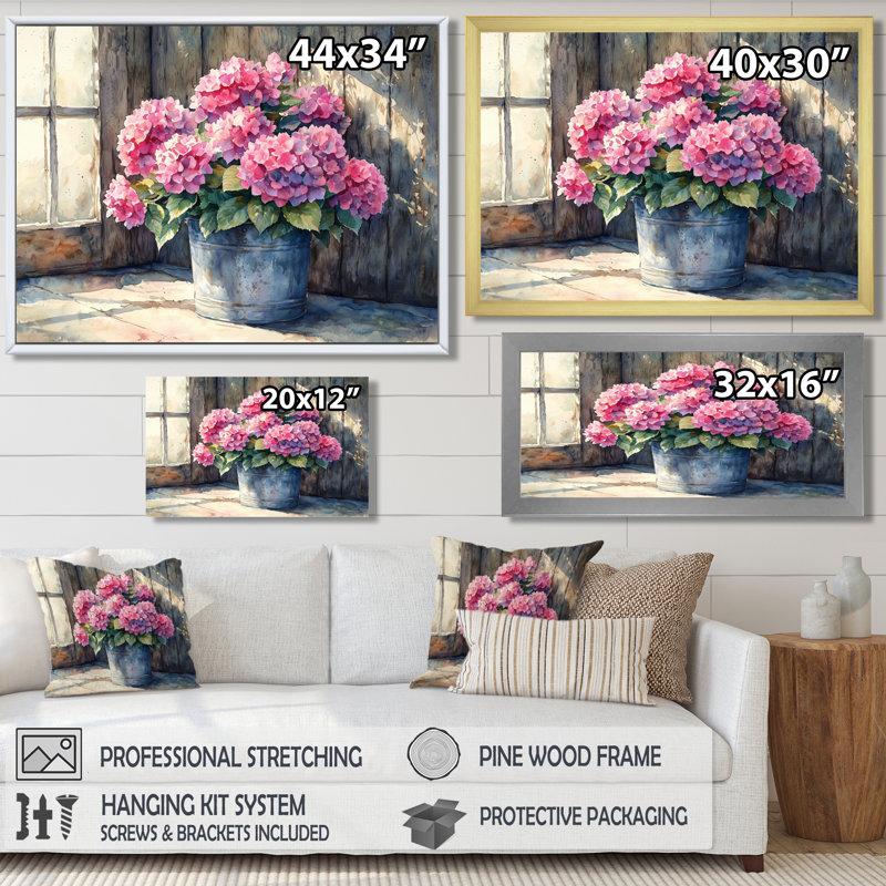 Iftene - Floral Wall Art, Reproduction encadrée d'une seule photo, Argent argent, H 16 po x l 32 po