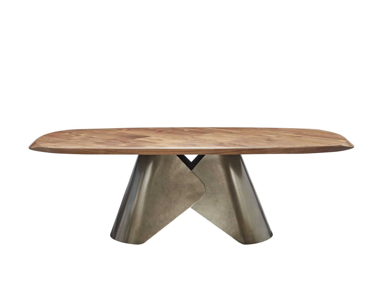 Hokku Designs Rocco Dining Table With Bronze Base And Walnut Top. | Wayfair