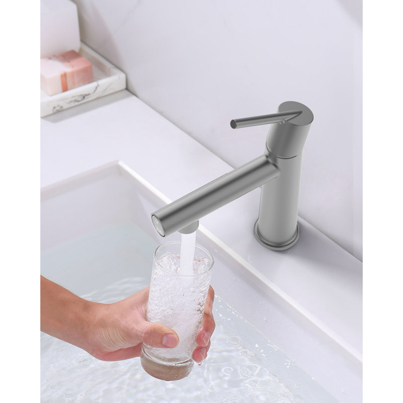 Gun Gray Single Handle Bathroom Faucet For 1 Or 3 Holes ,Fountain And Flow Mode Two-In-One Function,Deck Mount Laundry Vanity Sink Faucet With Two 9/16" Hoses
