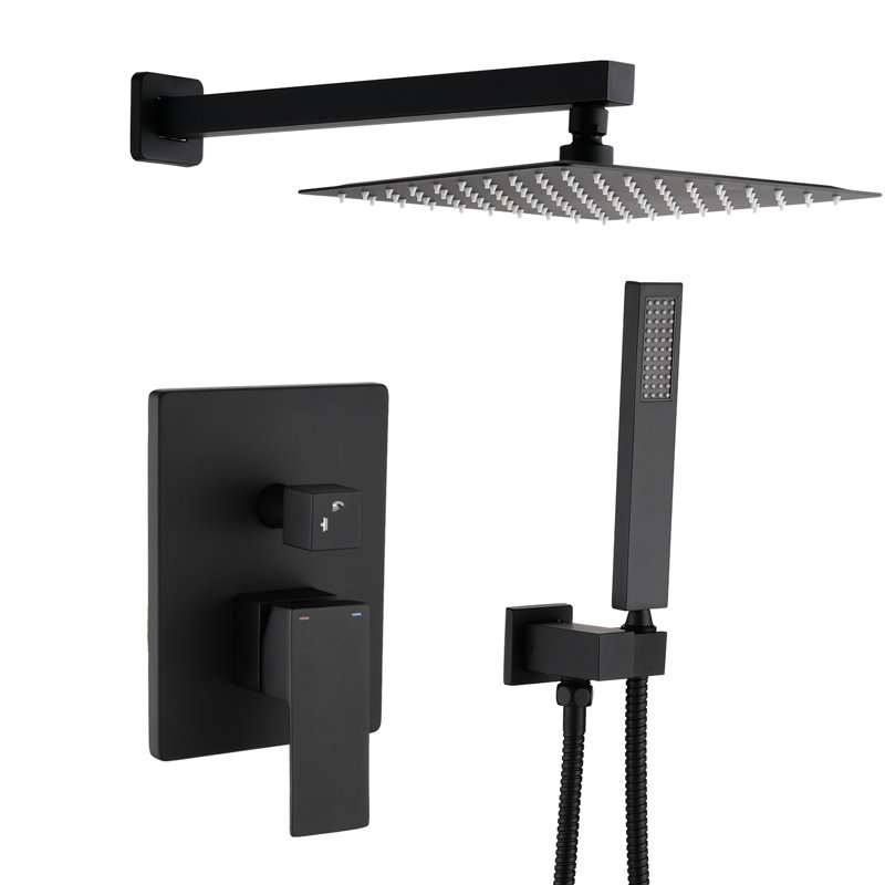 Support mural de pomme de douche à pluie de 12 po noir mat - buse autonettoyante pour douche attrayante, compatible avec tous les bras standard, conforme aux instructions de raccordement des tuyaux American