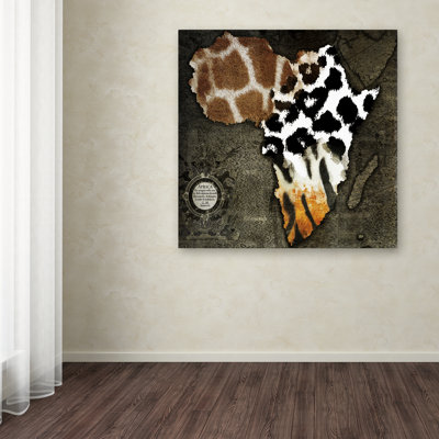 'Animal Map Of Africa' by Colour Bakery Graphic Art on Wrapped Canvas