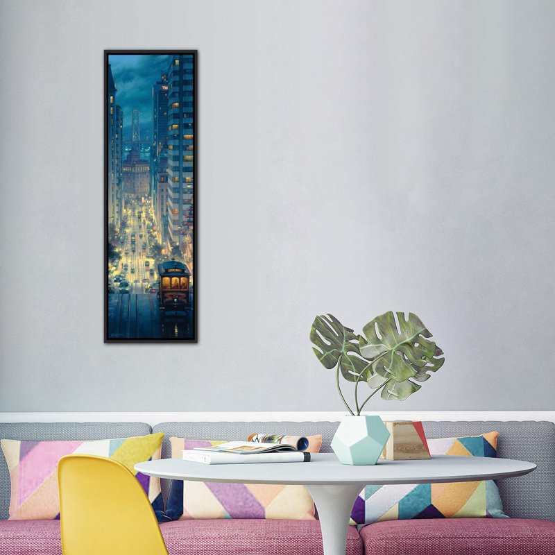 Light Canyon by Evgeny Lushpin - Floater Frame Panoramic Print, Distressed Black Frame, No Mat, 16" H x 48" W x 1.5" D