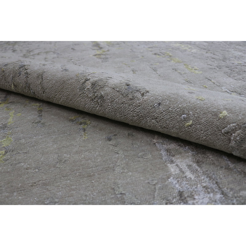Wool Abstract Area Rug in Gold, Rectangle 2' x 3'