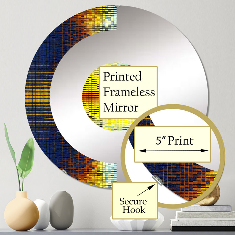 Abstrait Schumann Resonances Waveform Spectrum III - Miroir mural demi-cercle, 31,4 po x 31,4 po