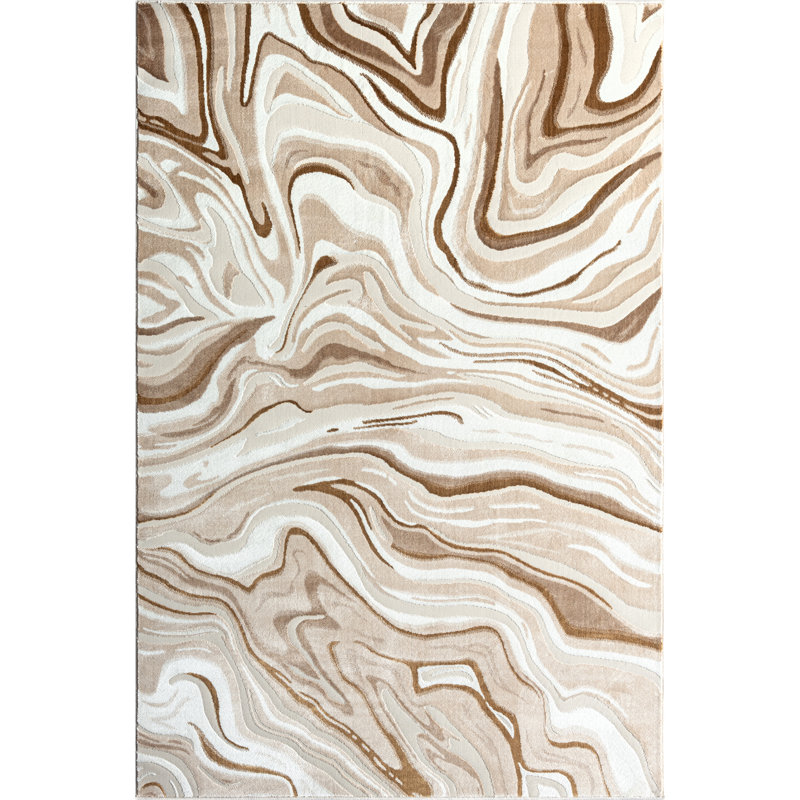Abani Rugs Lovonza REG260B Beige Brown Intertwined Lines Area Rug, Rectangle 4' x 6'