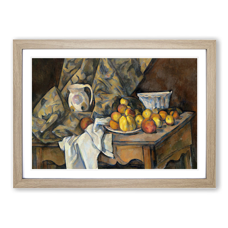 Still Life with Apples and Peaches by Paul Cezanne - Picture Frame Painting, Oak, 27cm H x 36cm W x 2cm D
