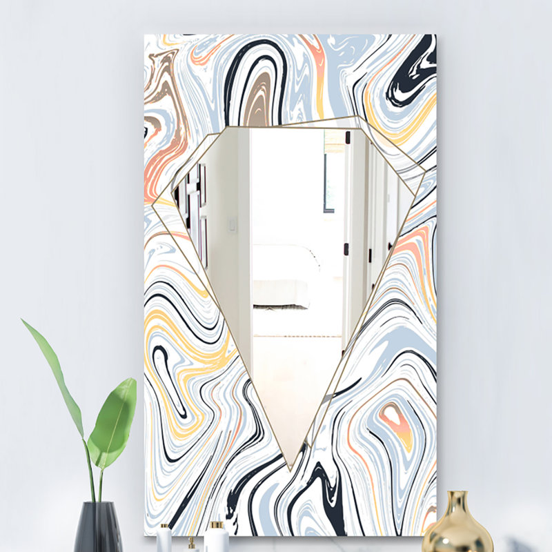 Miroir décoratif Marbré, H 39,4 po x l 29,5 po, White/Blue/Gray