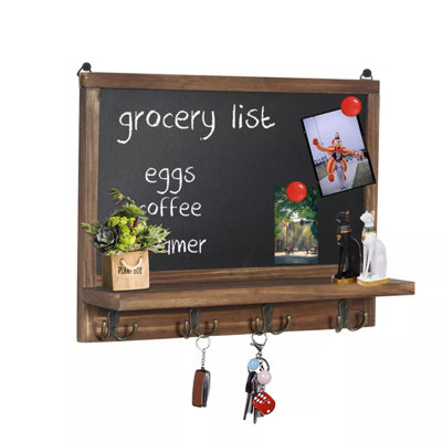 Abberbury Wooden Chalkboard With Wall Hooks 