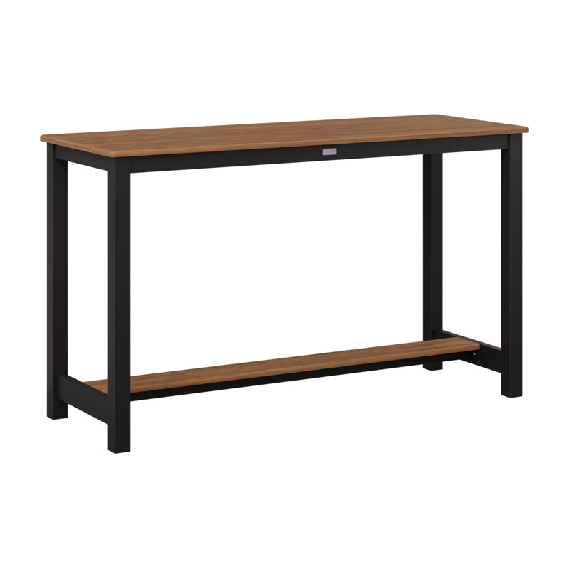 Balcony Outdoor Rectangle Bar Table, Matte Black, 35.5" H x 60" W x 22" D, Antique Mahogany