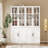  71" H X 71" W Bookcase Cabinet With Glass Doors And Large Storage Drawers(2C+2D)-1342105459