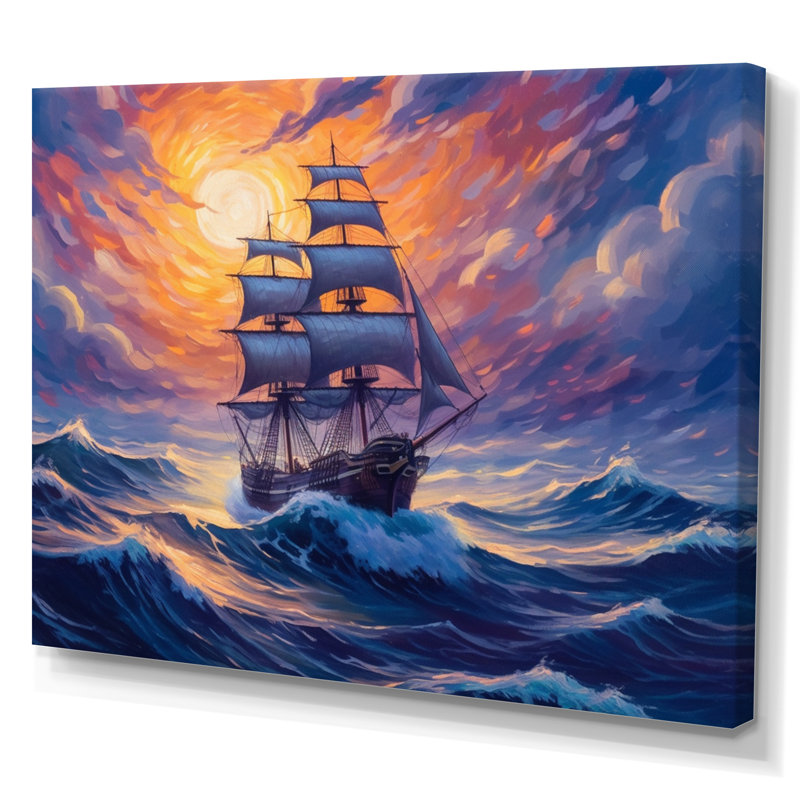 «Ship Sailing The High Seas», reproduction sur toile, Toile tendue, H 30 po x l 40 po x P 1,5 po