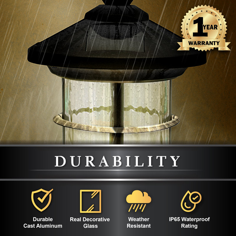 Black Low Voltage Solar Powered Integrated LED Metal Fence Post Cap Light 8 In. X 8 In.