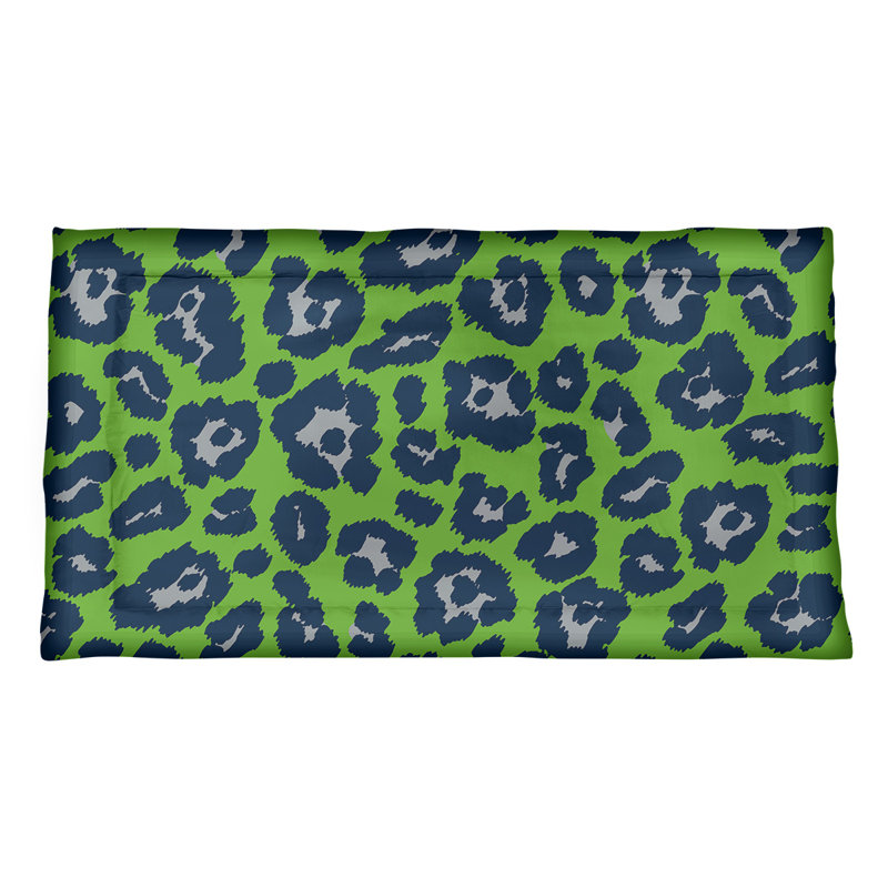 Taie décorative à imprimé léopard à imprimé léopard Seattle, Microfibre, Standard, Vert / noir / gris