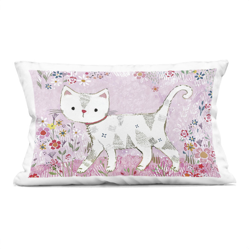 Coussin décoratif Bold Orange Cat on Blue, par Tatiana Roberts, Rectangle H 20 po x l 14 po