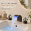 Robinet de lavabo de salle de bain lumineux à DEL, mélangeur chromé à cascade avec poignées en cristal Mosson-136315687