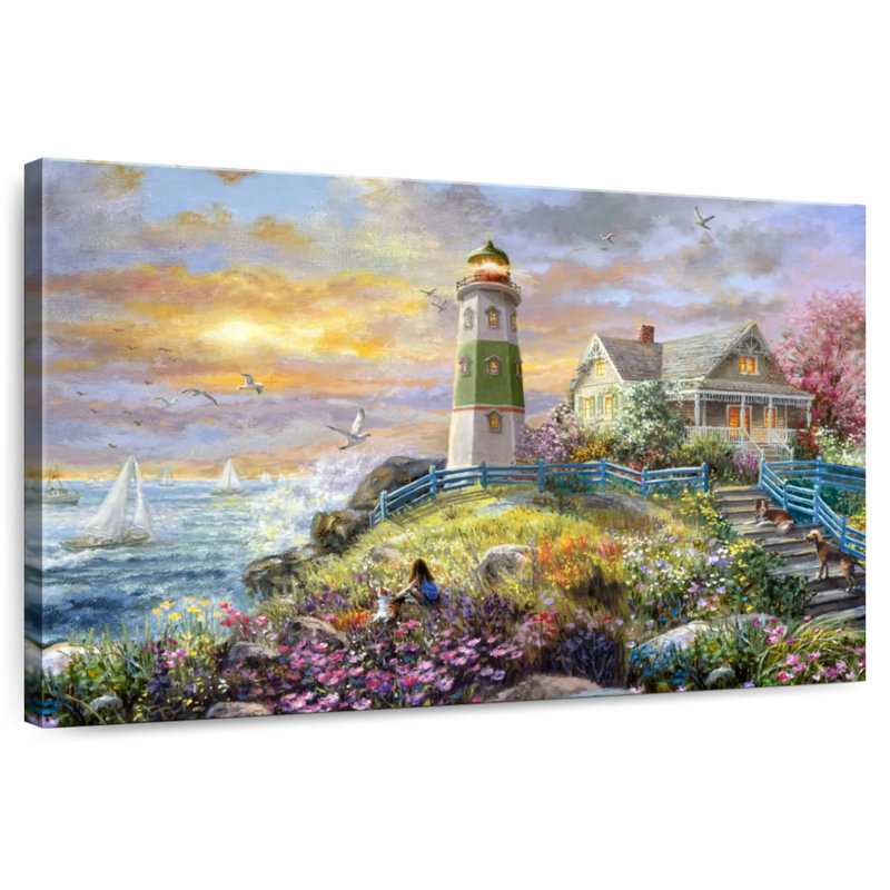 Aletra Watching The Sunset In Lighthouse, 30" H x 45" W