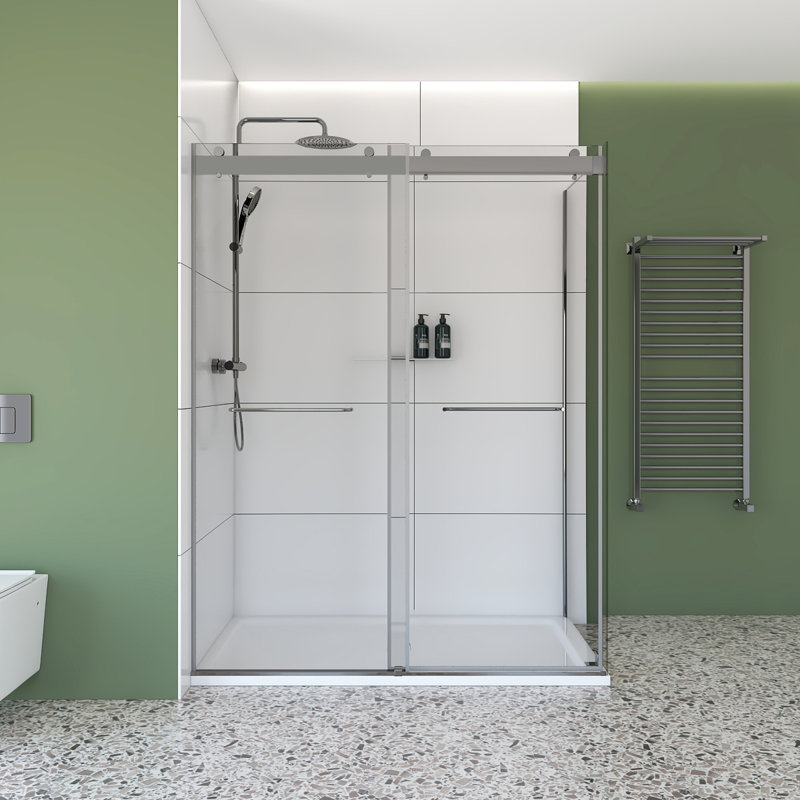 Molly 48" W X 36" D X 76" H Frameless Shower Door Rectangular Shower Kit In Chrome With Clear Glass Finish, Chrome