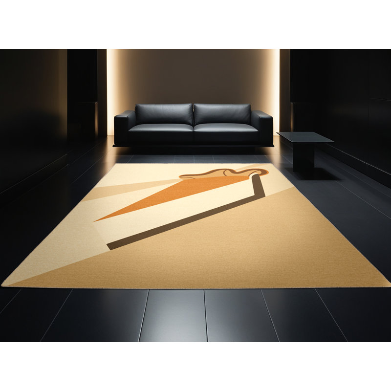 Machine Washable Aedan Pumpkin Pie Modern Rug in Beige – Beige Binding, 4x6