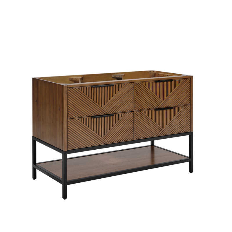 Diamond 48'' W Single Vanity, Italian Carrara Marble, Matte Black, Walnut
