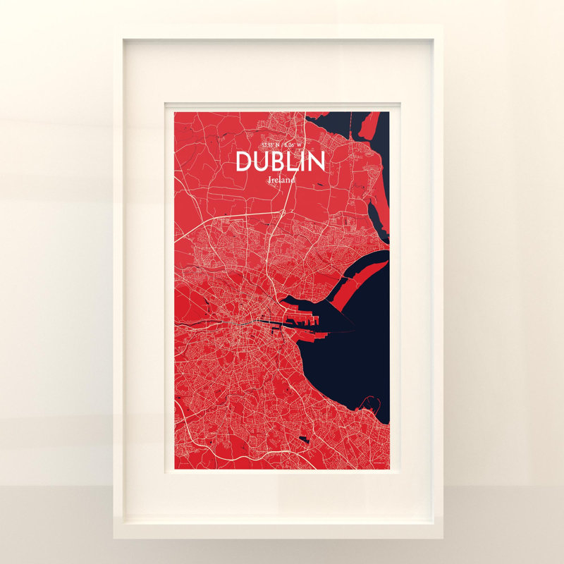 Dublin City Map In Nautical - No Frame Print, 17cm H x 11cm W x 0.05cm D