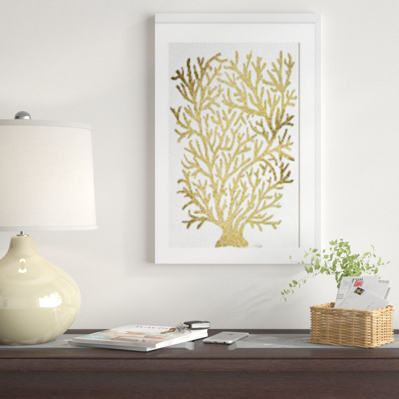 «Gold Coral Artprint», affiche vintage, H 24 po x l 16 po x P 1 po, Papier avec cadre doré