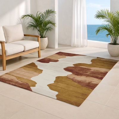 Watercolor Brown Indoor and Outdoor Area Rug