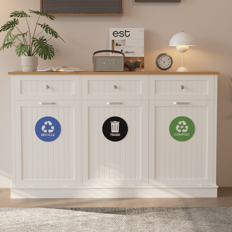 Poubelle en bois manufacturé - 30 gallons, White