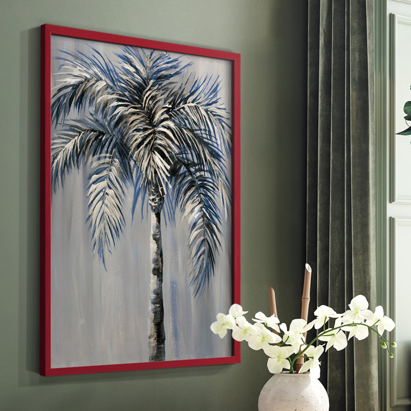 Palm Magic Evening I, reproduction encadrée - bois massif, H 10 po x l 8 po, Rouge
