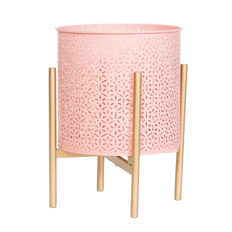 Pot de fleurs d'intérieur en métal avec base à 4 pieds Jalesse Boho, H 14,75 po x l 11,75 po x P 11,75 po