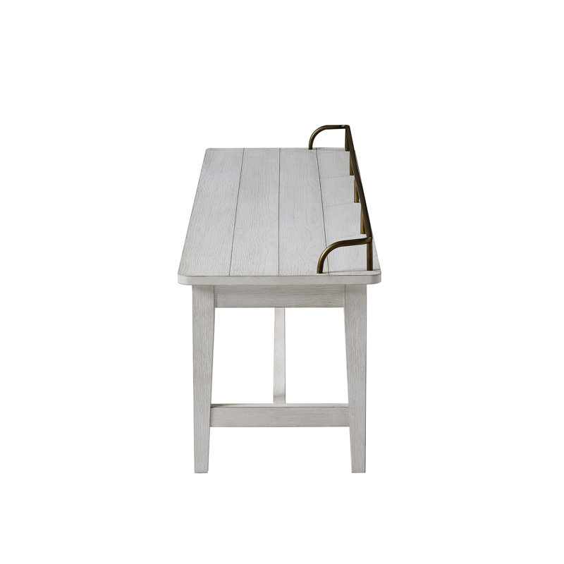 Pendleton Ivory 60'' Transitional Wood Dining Bench with Brass Rail